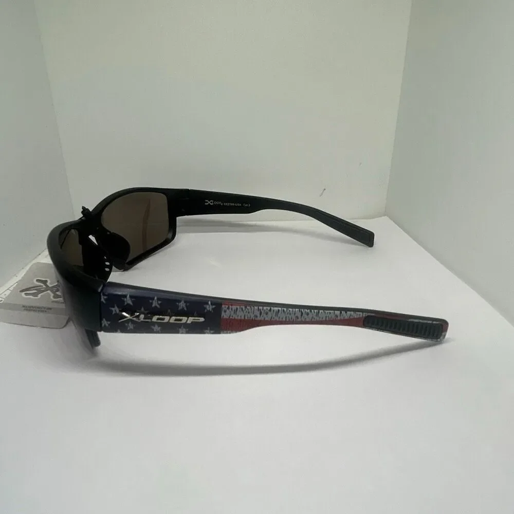 X-Loop Mirrored Patriotic Sport Sunglasses UV400 Protection Wrap Style